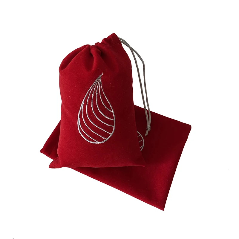 Вышивка логотипа 12x17 см красный бархат часы пылезащитные мешки на День святого Валентина