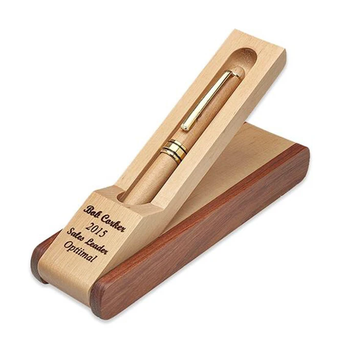 Christmas Gift Pen Wood Luxury Customized Personalized Engraved Name Logo ECO Friendly Wooden Pen with Folding Multi color Box