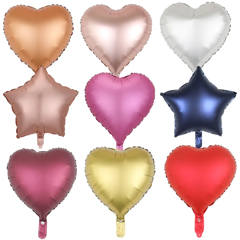 hot sale 18 inch Chrome heart foil balloon chrome rose gold silver white black green purple blue red yellow star foil balloon