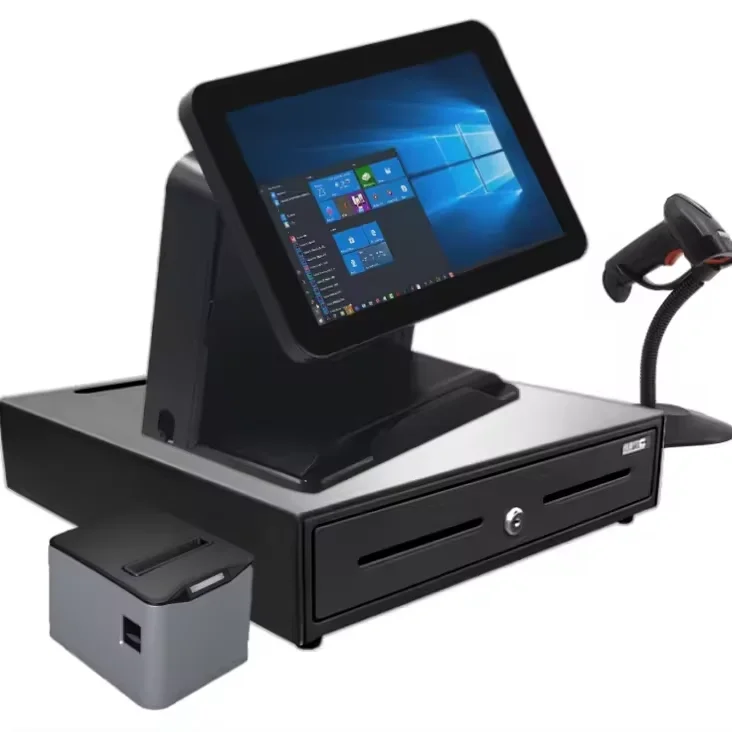 Factory Price 15.6 Inch Dual Screen Retail POS Terminal Commercial POS Machine Cash Drawer Printer WiFi BT Optional Retail Shops