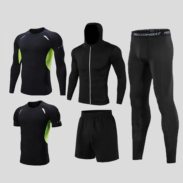 Fitness set men spring and autumn quick dry clothes sports running clothes training tights basketball equipment morning running