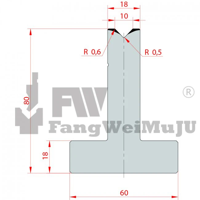 88 Degree T die H80/V10/H80 - 3082 Press Brake Dies