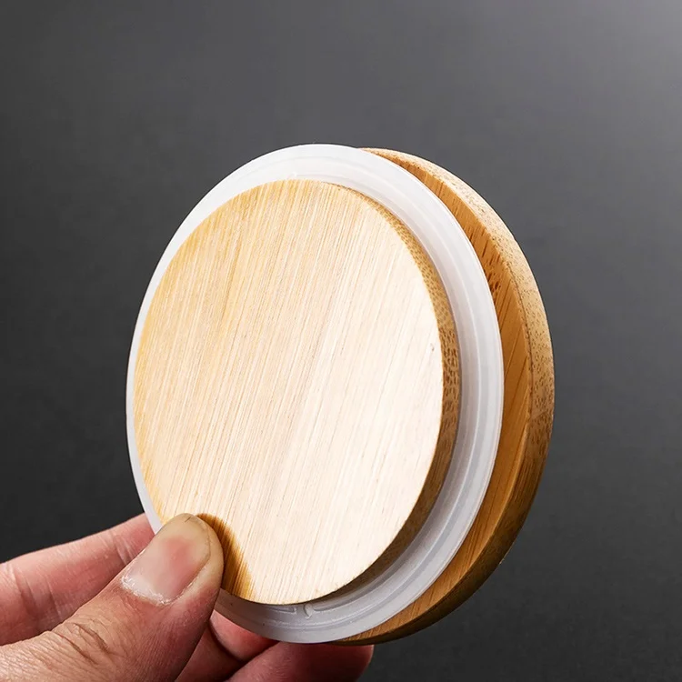 large glass food storage jars wholesale glass jar wooden lid for honey food candy glass jar