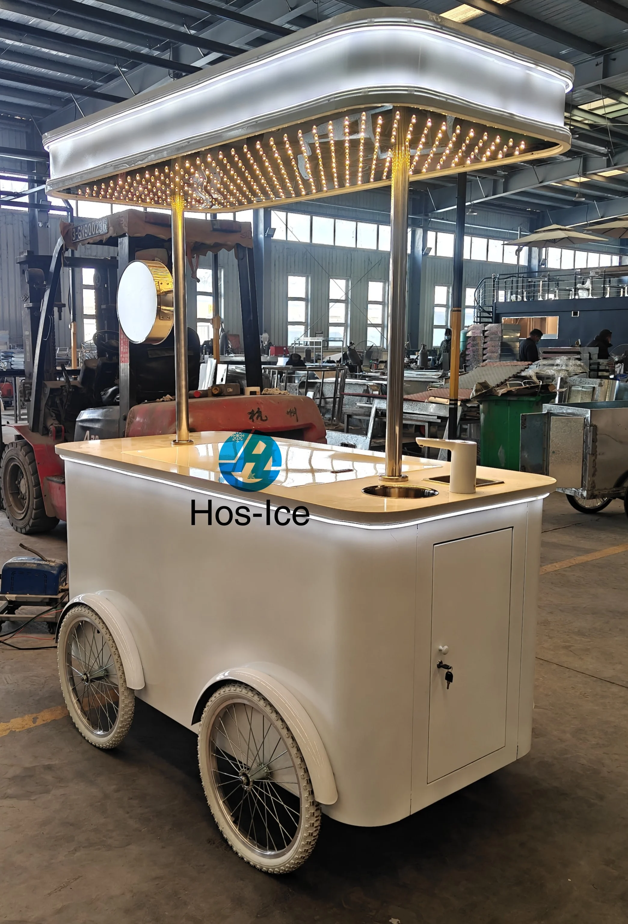 Hot sell customized four wheeled food truck ice cream cart popsicle display freezer food cart