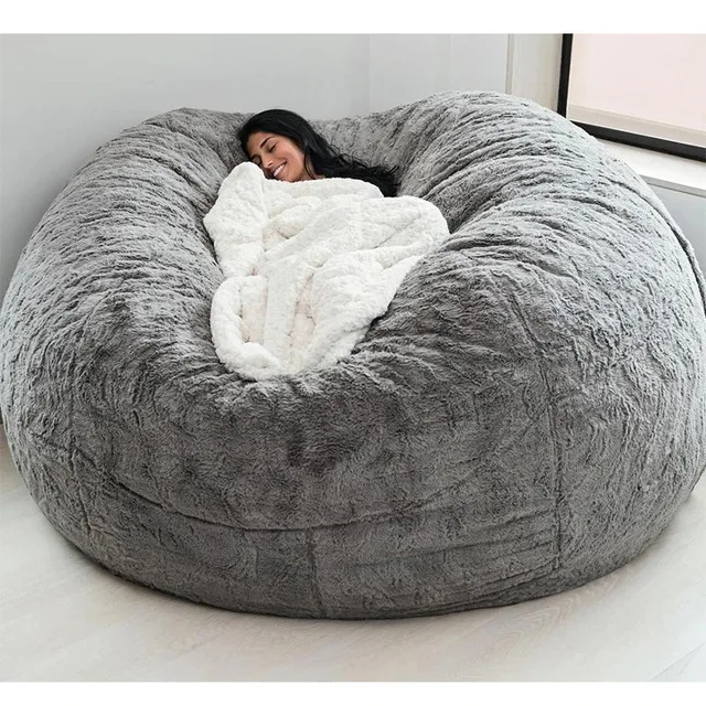 Wholesale Living Room Chair Beanbag Bed Fur Bean Bag Sofa Cover Plush Giant Bean Bag