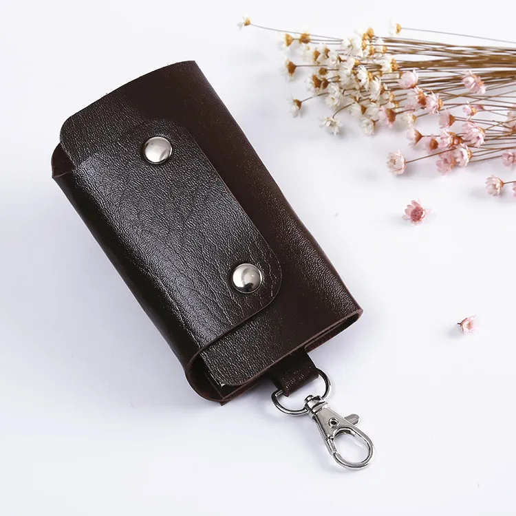 Wholesale Stock Pu Leather Holders Portable Organizer Fancy Car Key Case With Metal Ring For Promotion