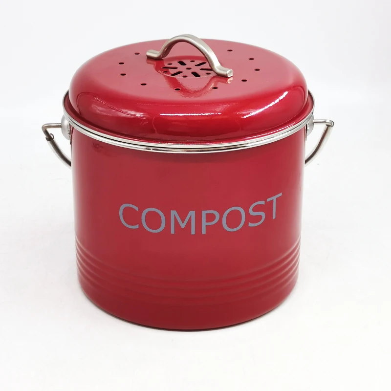 Kitchen Compost Waste Recycling Caddy Bin Metal Compost Food Bin