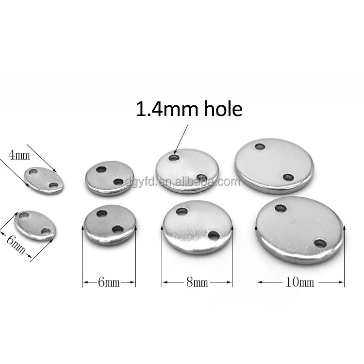 2 Hole Disc Connector Double Hole Blank Round Disc Charm Stainless Steel Jewelry Stamping Disc for Jewelry Making DIY Engraving