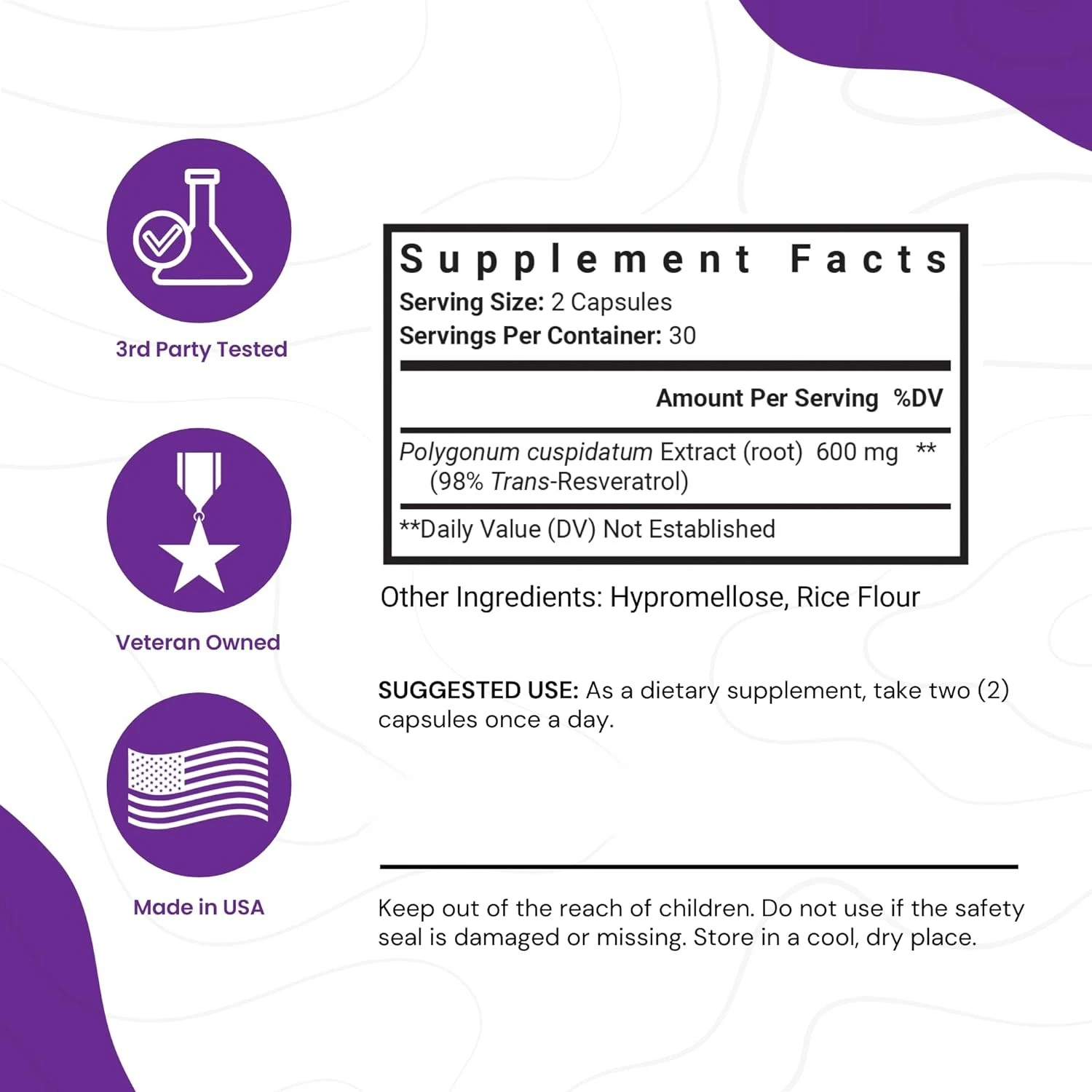 Healthcare Supplement Manufacturer Polygonum Cuspidatum Trans Resveratrol Supplement Resveratrol 98% Capsules