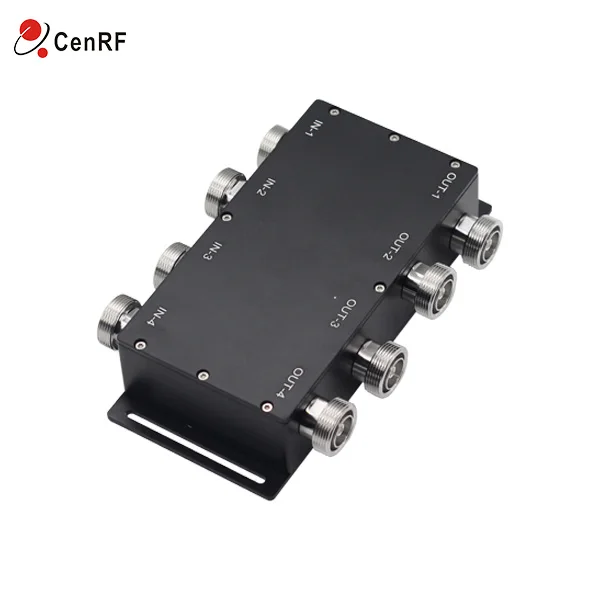 698-3800MHz 4G 5G N/4.3-10/DIN Connector 200W 4 in 4 out Triplexer Hybrid Combiner 4x4 Low PIM Hybrid Coupler