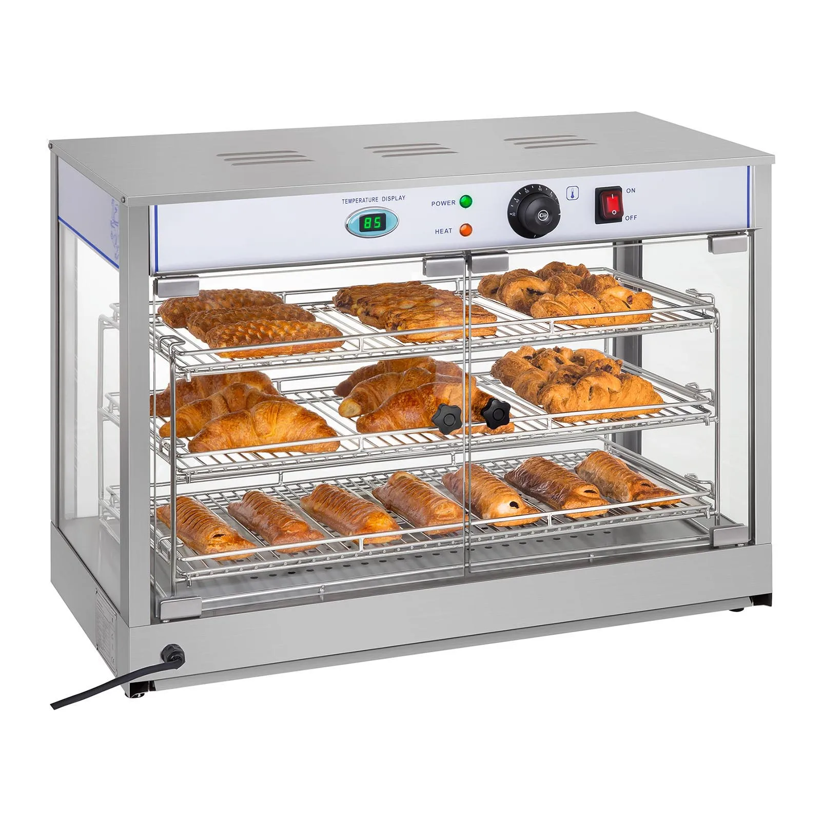 Restaurant Stainless Steel Hot Food Display Warmer Dry Heating Electric Food Warming Display Showcase Bread Warmer