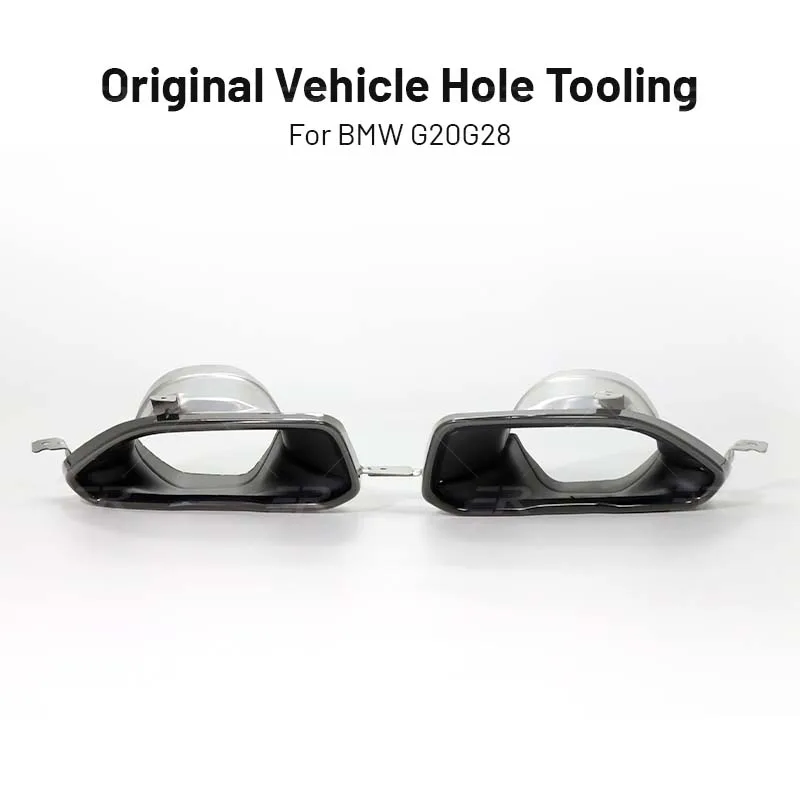 Square black stainless upgrade M340 car exhaust tips for BMW 3 series G20 G28 320 325 330