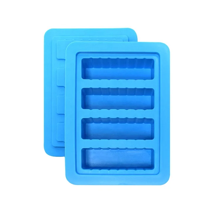 Tray Mold Rectangle Food Container with Lid for Butter Pudding and DIY Soap Molds Low Price Butter Silicone Large 4 Cavities