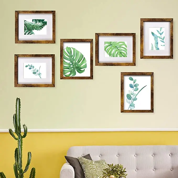 Cadres Photos Bois Great Bamboo Drawing Frames 8x10 Picture Frame Brown Set of 6 Display Pictures 5x7 With mat 8x10 Without Mat