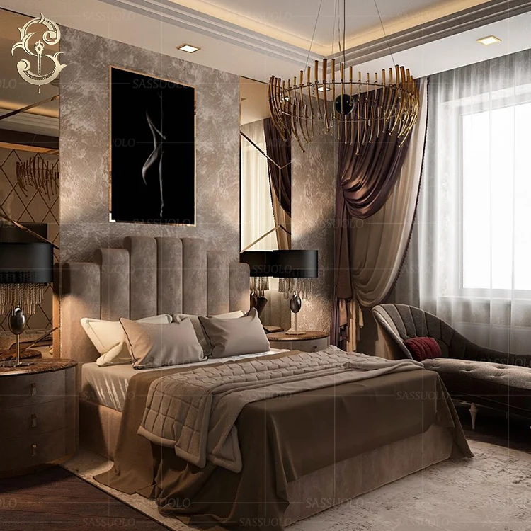 sassuolo Luxurious postmodern bedroom furniture Italian master design double bed princess bed cloth art bed