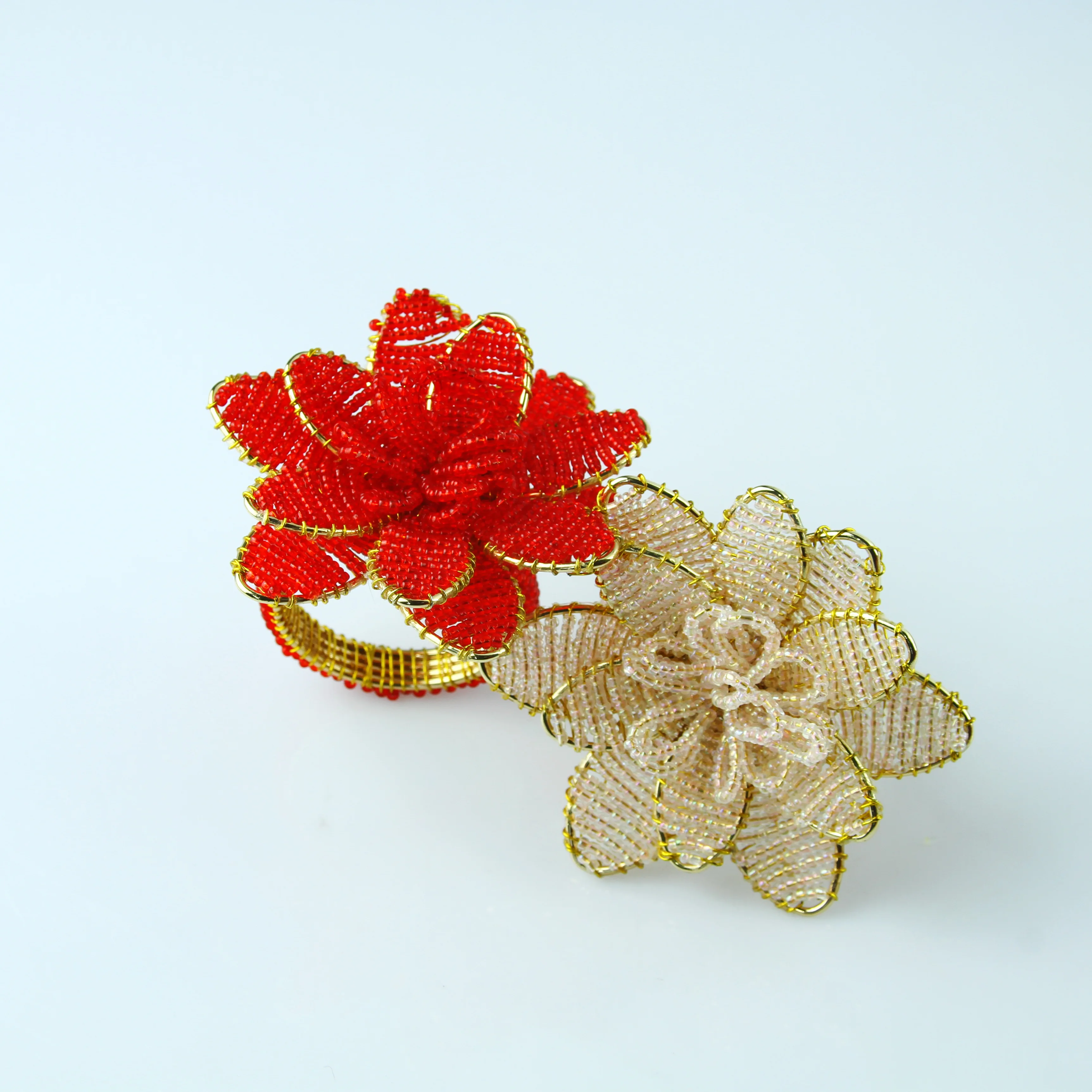 glass beads flower handmade napkin ring holder many colors