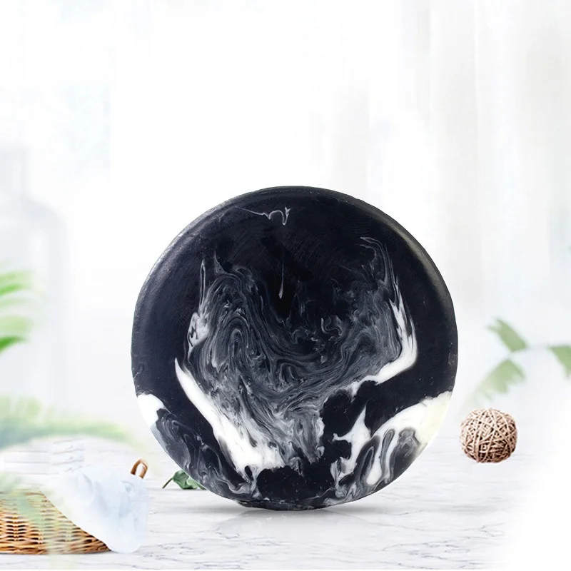 60g Best quality wholesale organic nourishing pure black deep cleansing Volcanic mud handmade soap