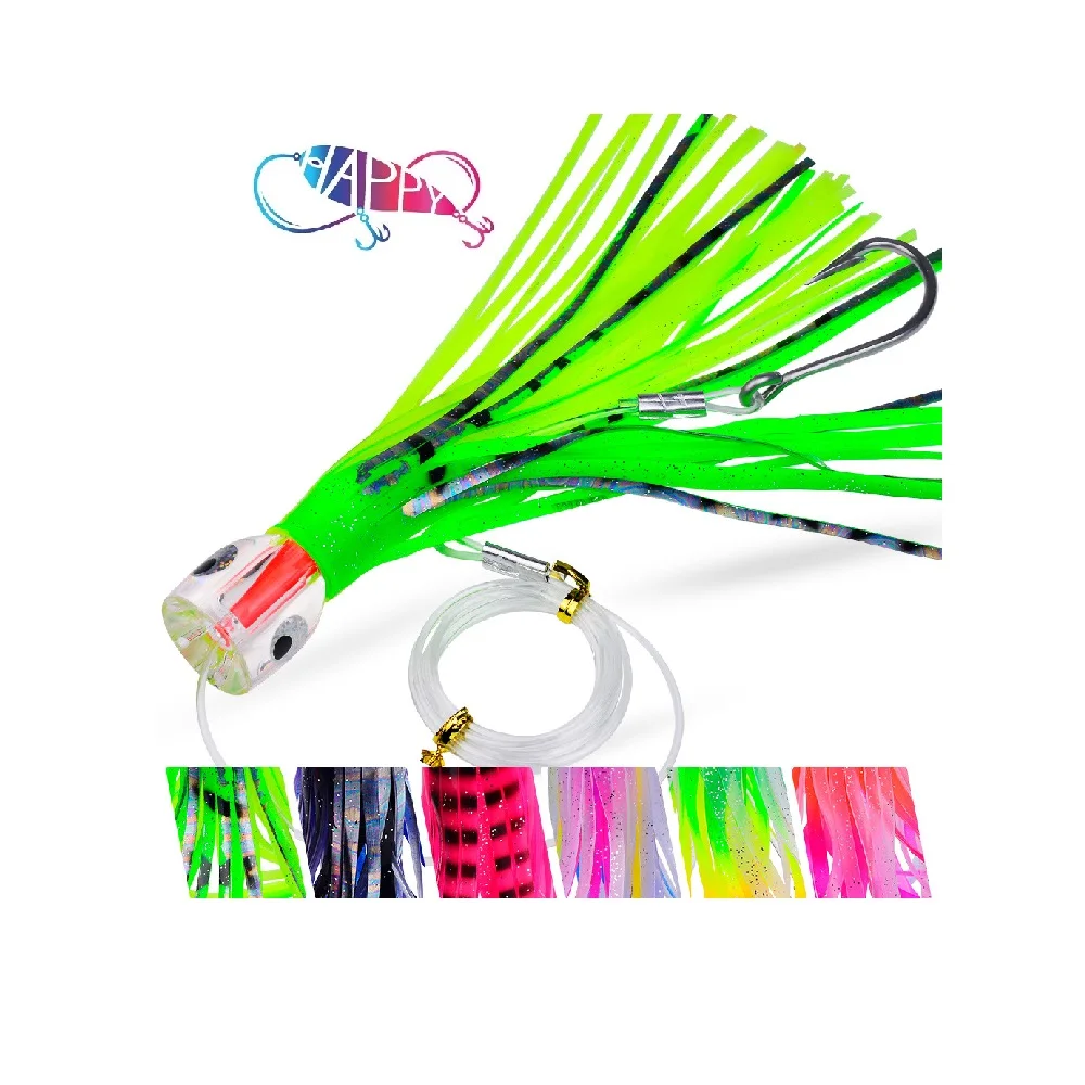 6colors Jig Head Squid Baits 9inch 96g Trolling Lures Octopus Skirts Baits Saltwater Big Game Marlin Trolling Fishing Baits