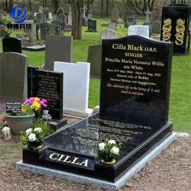 Grave stone black granite open book memorial tombstones