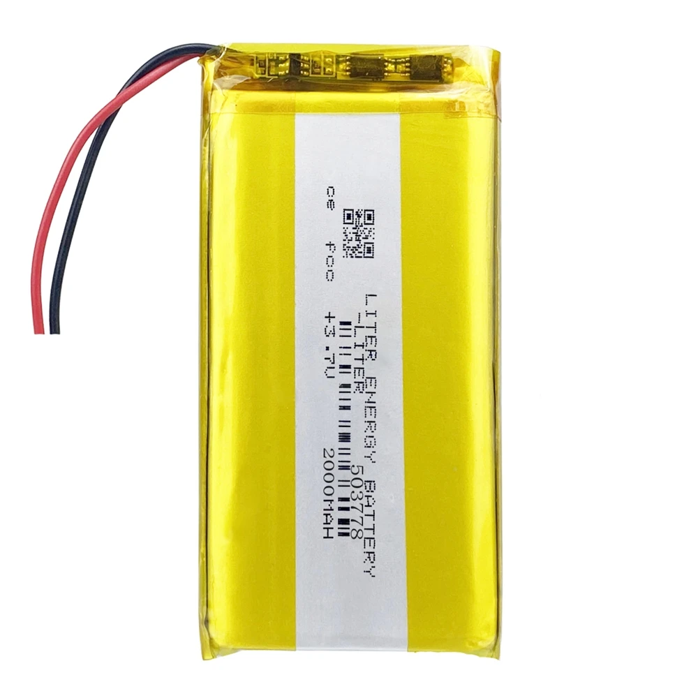 3.7V 2000mAh lithium polymer battery 503778 for mp4 MP5 DVR GPS navigation electronic equipment Cell phone