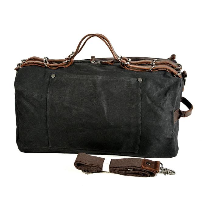Large Duffle Bag Waxed Canvas with Leather Weekender bag Overnight Travel Carry On waterproof Tote Bag