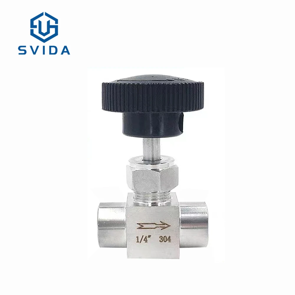 Stainless Steel 1/8 1/4 1/2 Male NPT Thread Needle Valve With Plastic Round Head