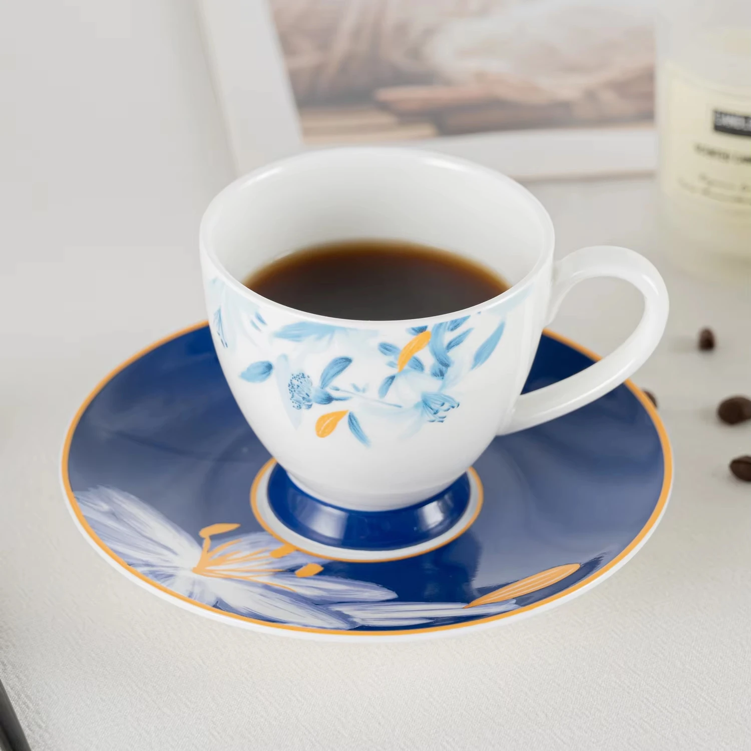 PITO 150ml classic afternoon coffee cup bone china coffee cup and saucer sets ceramic tea cup set with saucer