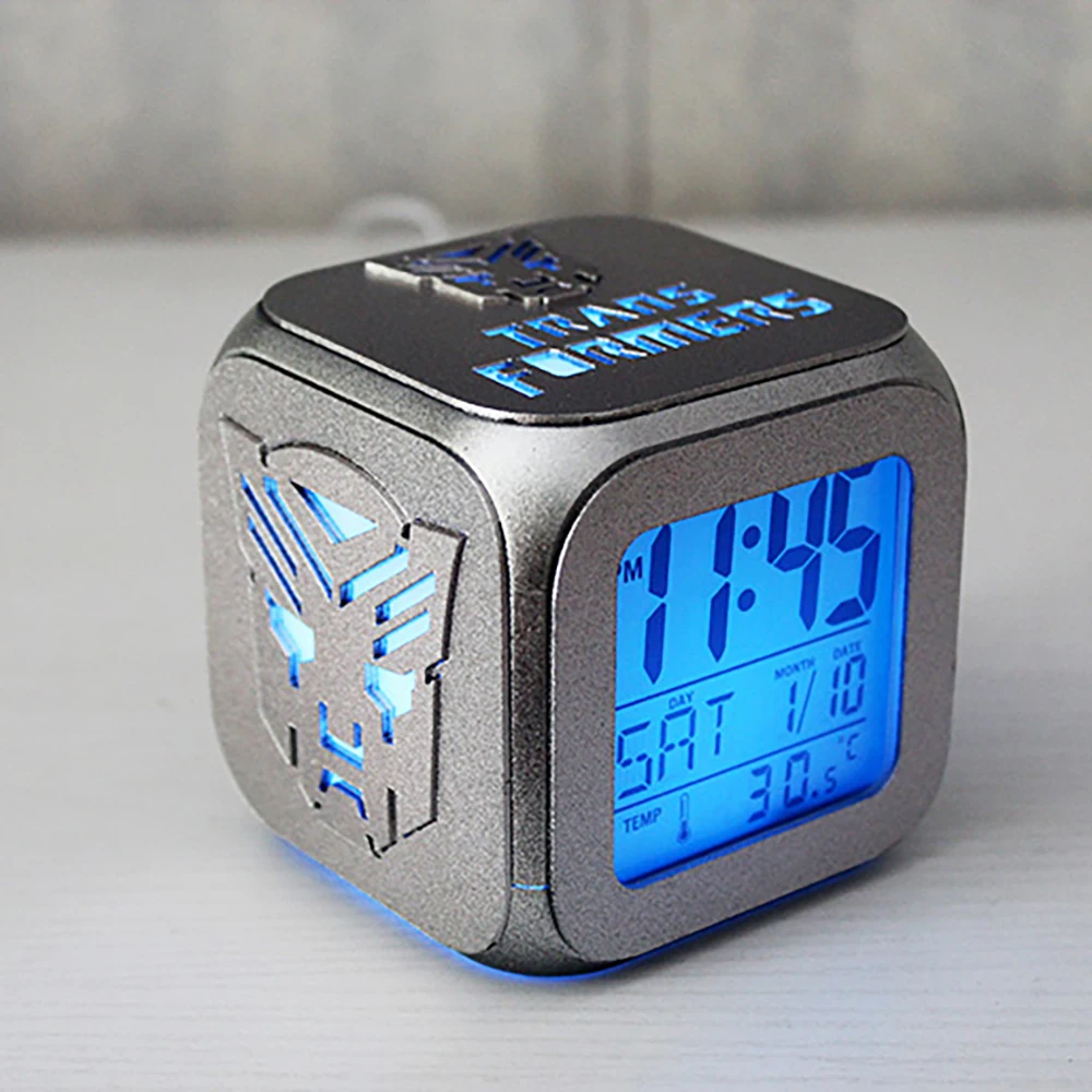 Minimalist Design Alarm Clock 3D Stereo Game of Transformers LED Nightmute Creative Electronic Clock with Touch Control Bedroom