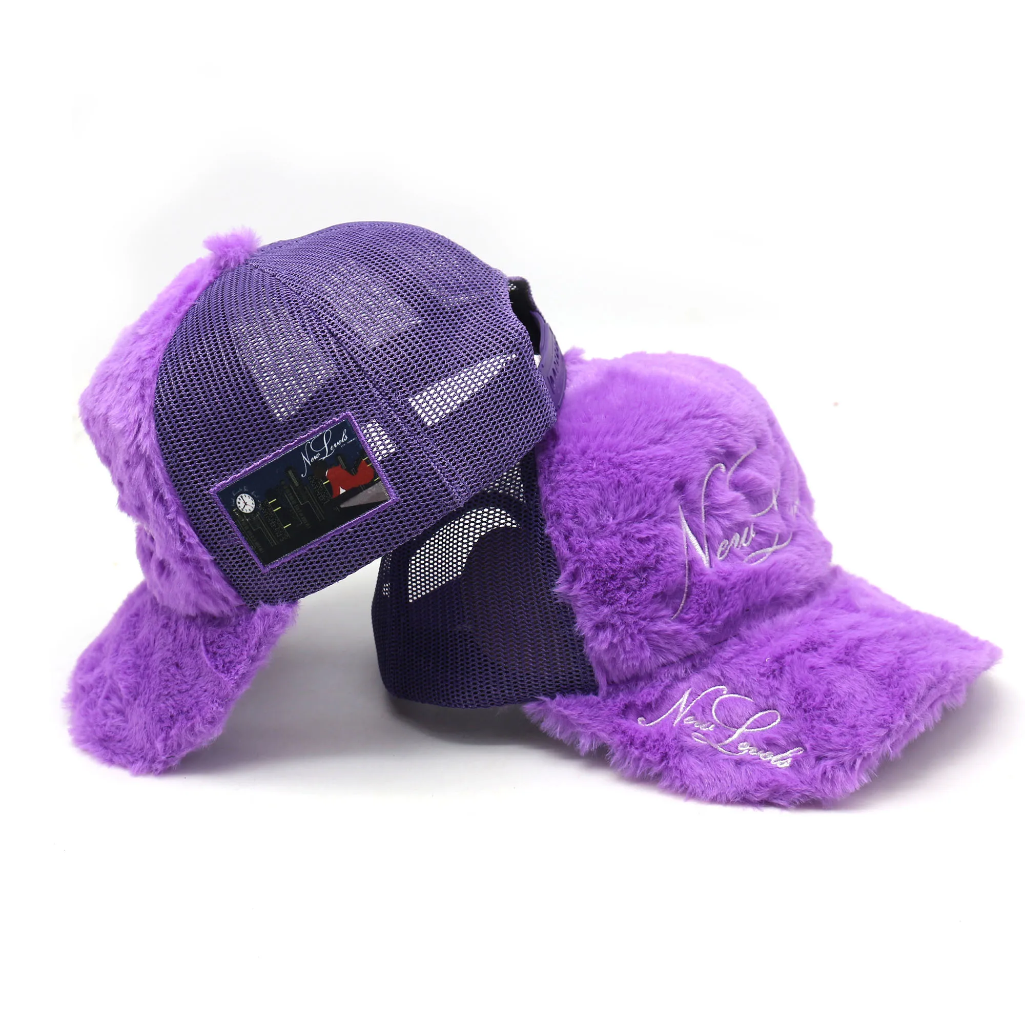 Wholesaler Custom Logo Designer Faux Rabbit Fur trucker Hat Autumn Winter and furry trucker hat