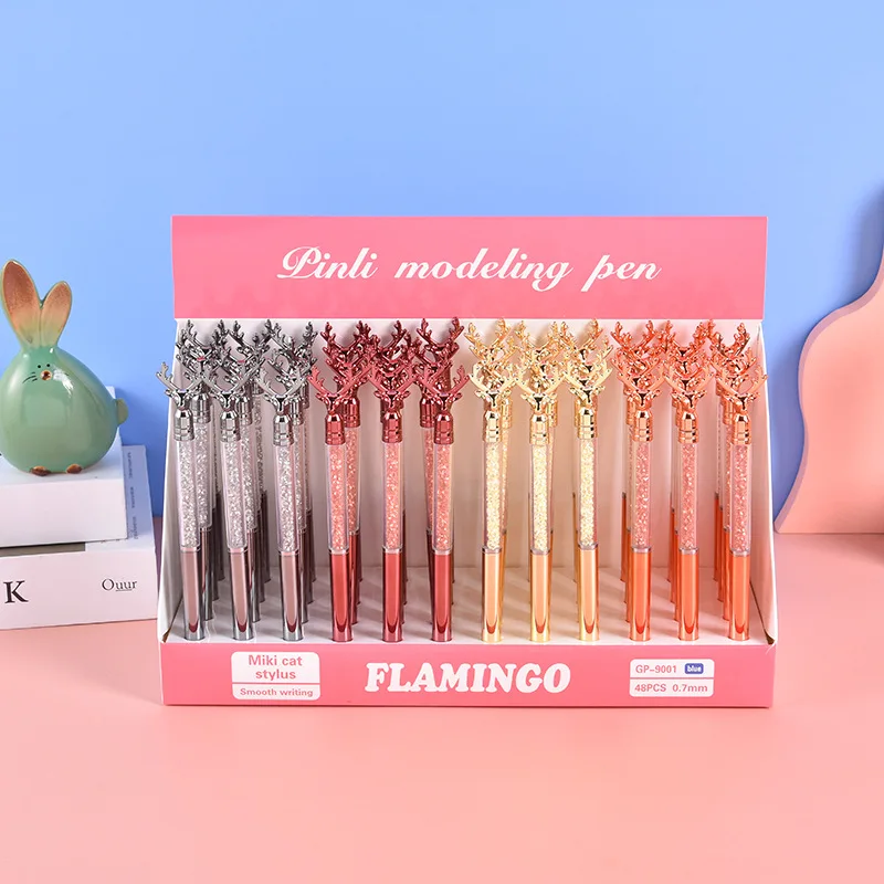 Creative metallic sense Crystal Diamond ballpoint pen Premium uv plated color ins signature 0.7mm blue gel pen