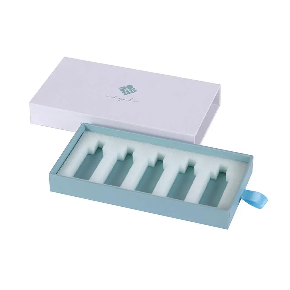 Customized Paper Cardboard Cosmetic Skincare Packaging Perfume Essential Oil Bottle Packaging  Drawer Box With Eva Foam Insert