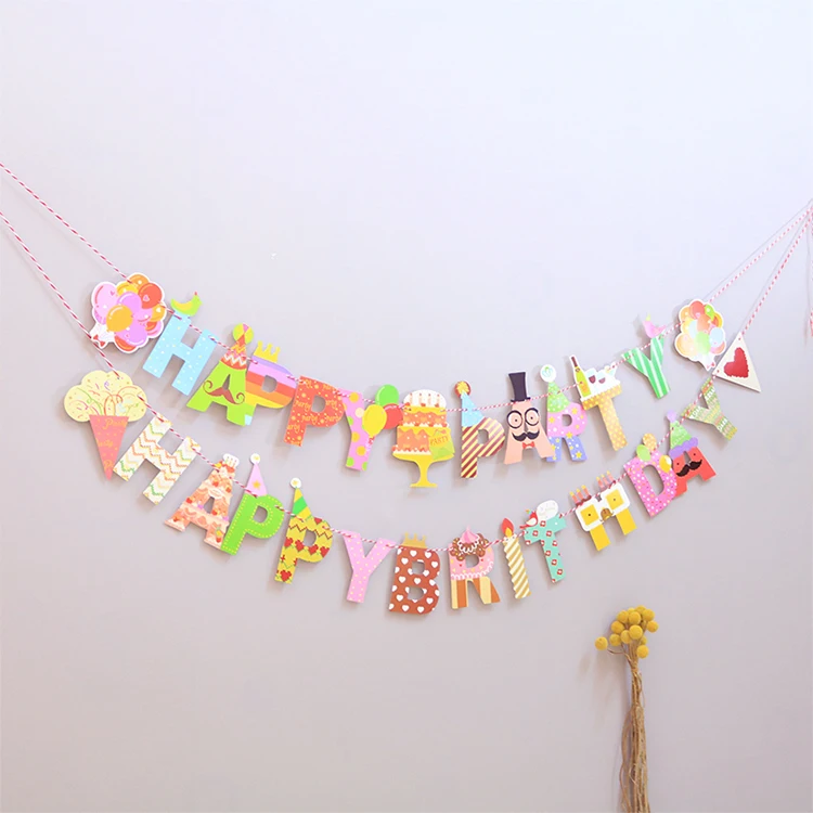 Hot sale party letter pull flag birthday mustache banner