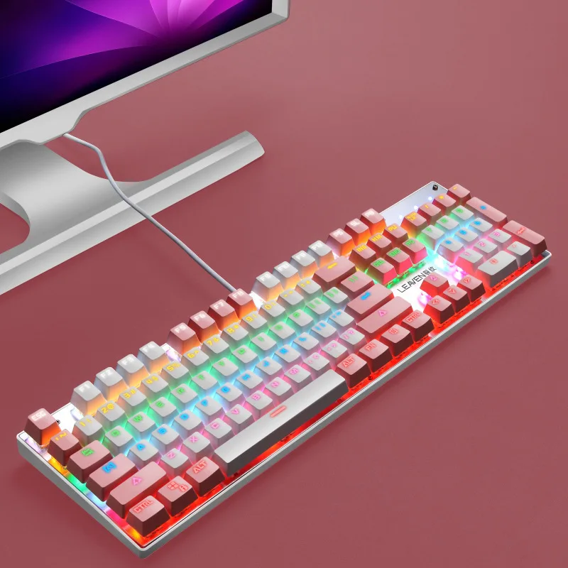  Механическая игровая клавиатура RGB Радужная баллон светодиодной подсветкой проводная с красные переключатели для Windows консоль