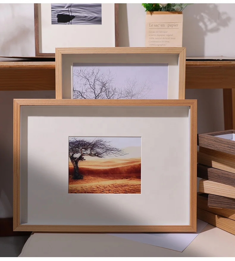 high quality factory wholesale House Decor A4 8x11.5 inches 21x30cm Wall mounted Solid Wood oak picture Photo Frame with mat