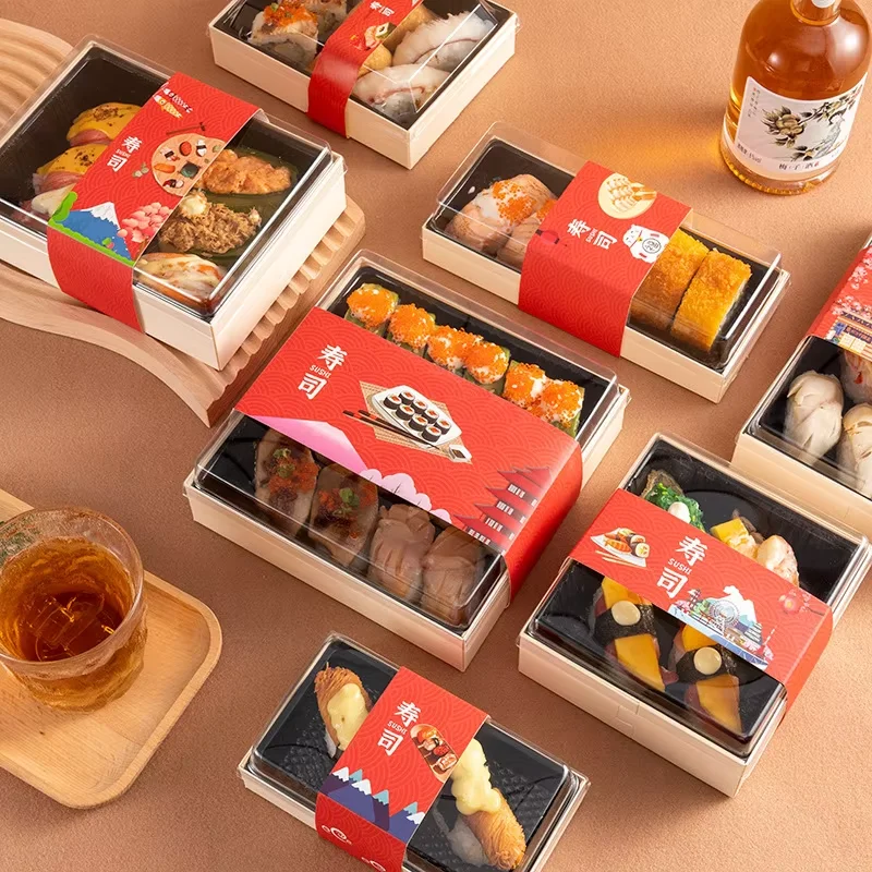 Beautiful quality low wholesale price Kraft cardboard paper clear sushi box with window