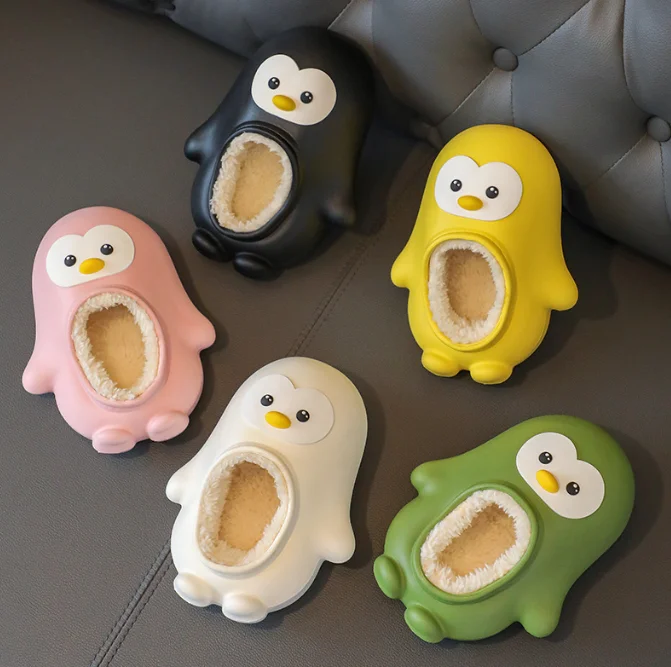 2022 new household cotton slippers women wear Baotou parent-child household cotton slippers waterproof cartoon penguin cotton sl