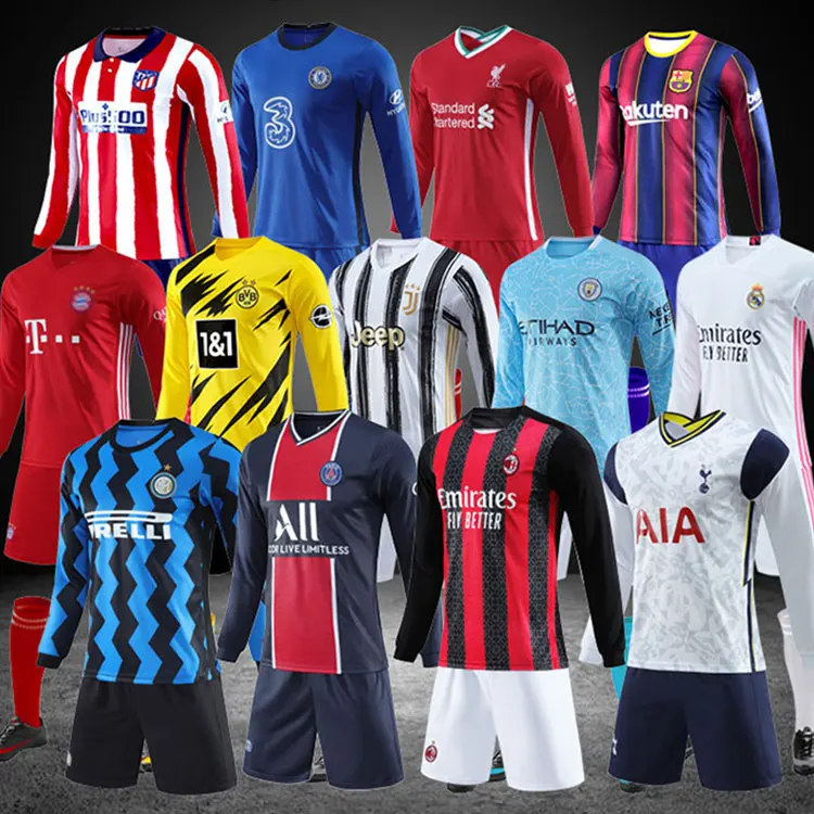 Wholesale 100% Polyester Cheap Football Jerseys Kits Custom Mens soccer team uniform Set With Logo
