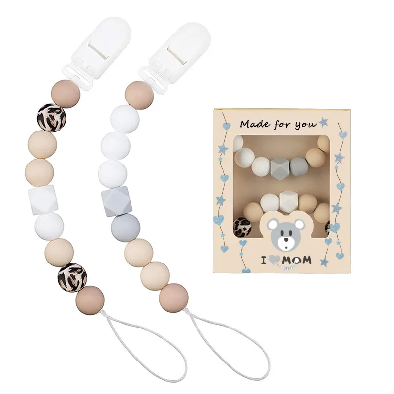 Wholesale nipple clip chain beads customize silicone bpa free baby pacifier clip bead