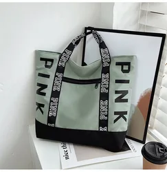 2022 Роскошная сублимационная розовая Женская дорожная сумка с принтом логотипа, Пляжная нейлоновая сумка большого размера, женская сумка-тоут
