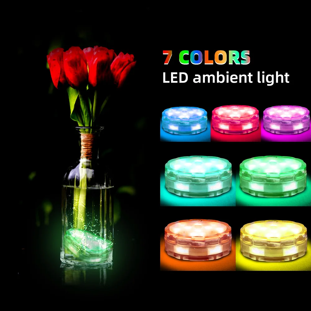 Battery Operated IP68 Waterproof Push Button Control RGB Color LED Submersible Light for Christmas Decoration