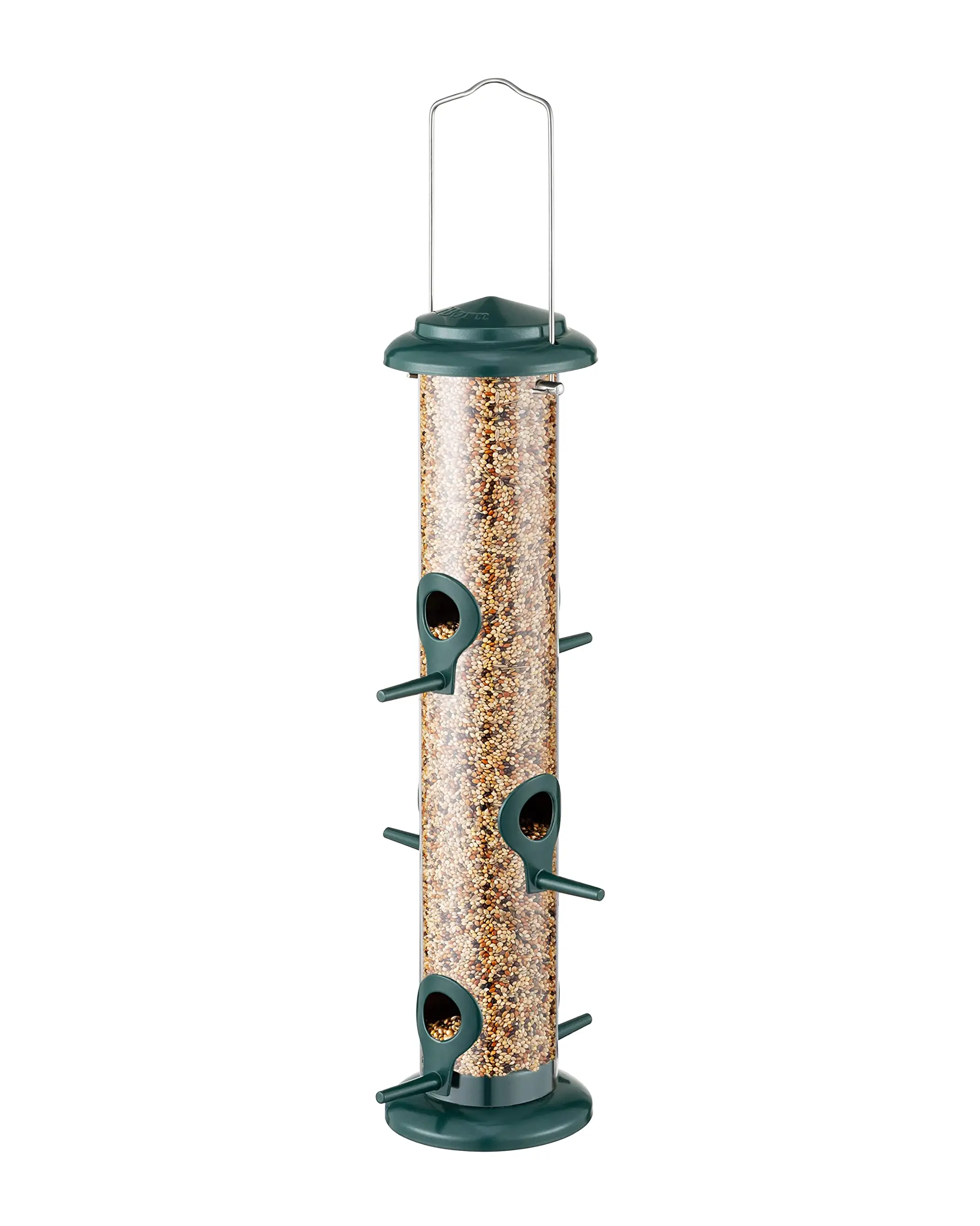 Metal Bird Feeders Brushed Copper Wild Bird Feeder for Outdoors Hanging All Metal Brushed Copper Finishing 14 Inch 6 Port