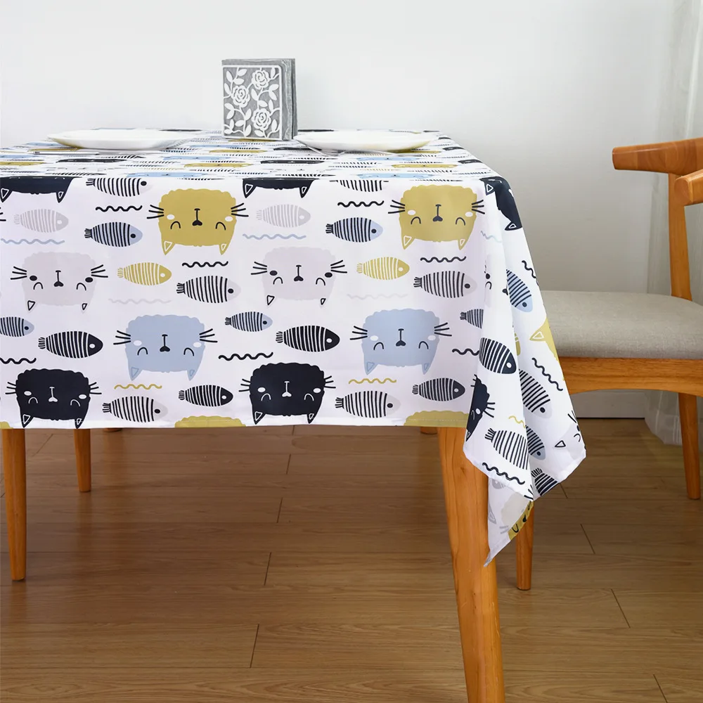 Оптовая продажа многоцветные полиэфирные хлопчатобумажные скатерти моющиеся современные прямоугольные для свадьбы