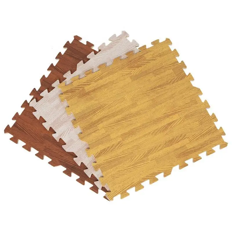 Wood Grain Floor Foam Mats Printed Interlocking Foam Tiles Anti Fatigue EVA Flooring Mat