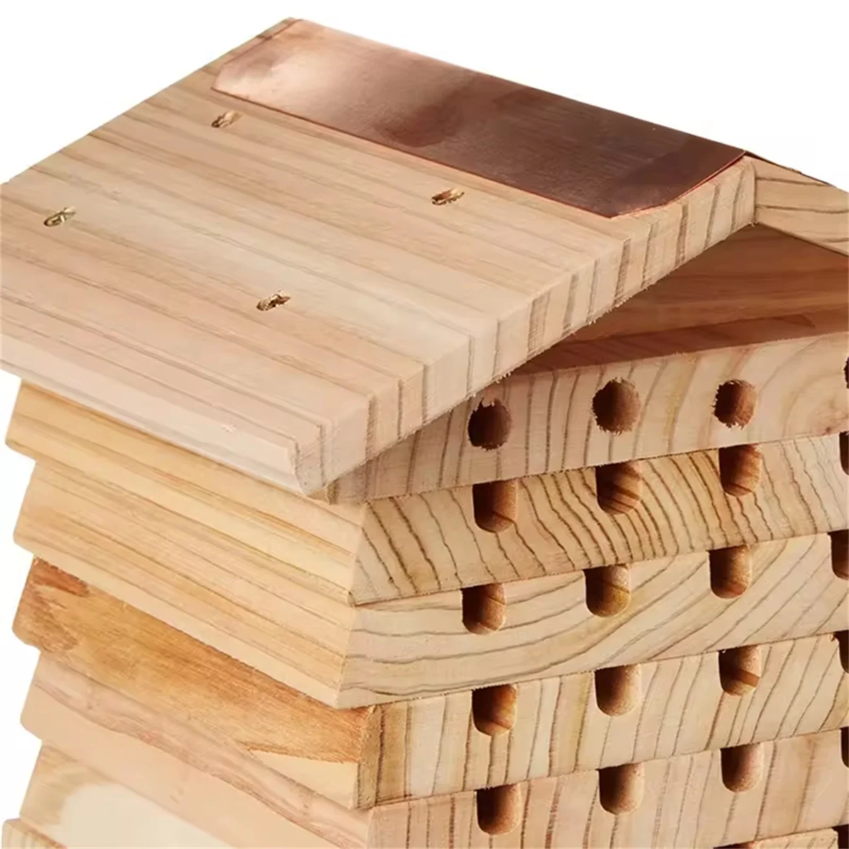WILDMX Decorative Garden Backyard Hanging Wooden Bee House Bee Hive House Attraction Insect Hotels