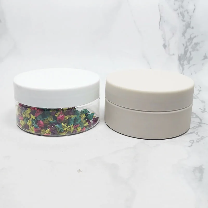 custom pink metal lid empty clear plastic 300 ml pet jar