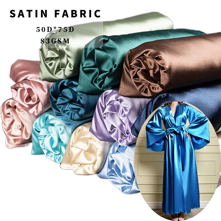 silk satin fabrics for clothing dresses lining fabric textile raw material manufacturer 100 Polyester stretch fabric satin