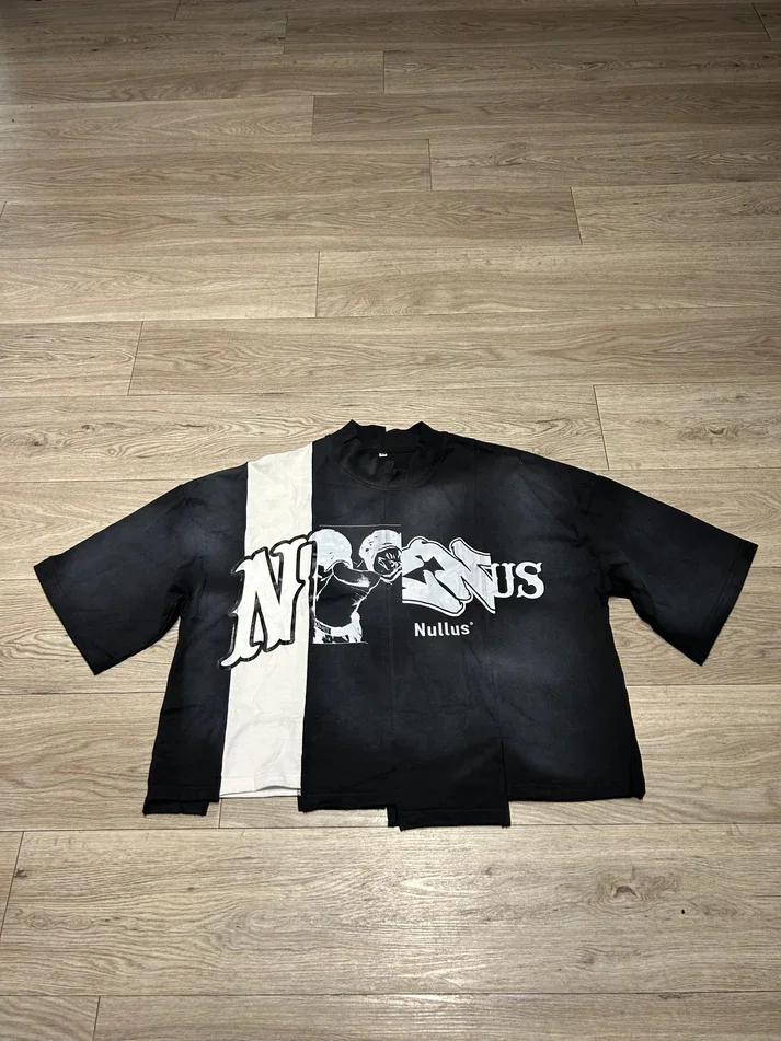 Custom 100% Cotton 300 GSM Heavyweight Sun Faded Acid Washed Screen Printing  Cropped and Layered Men T-shirts