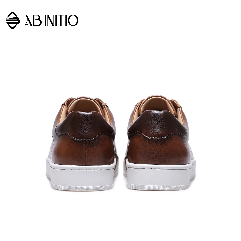 Custom retro genuine leather men casual loafers sneakers shoes