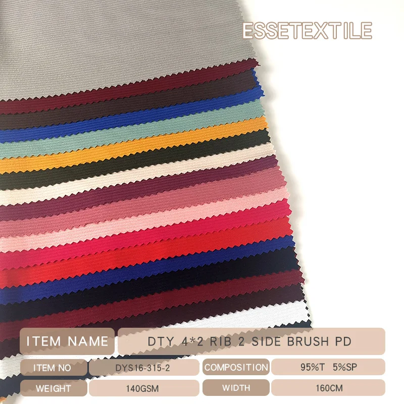 CHEAP DTY 4X2 RIB 2-SIDE BRUSH TELAS SOLID PLAIN DYED FABRIC FOR SWEATER TELA ELASTANE SPANDEX