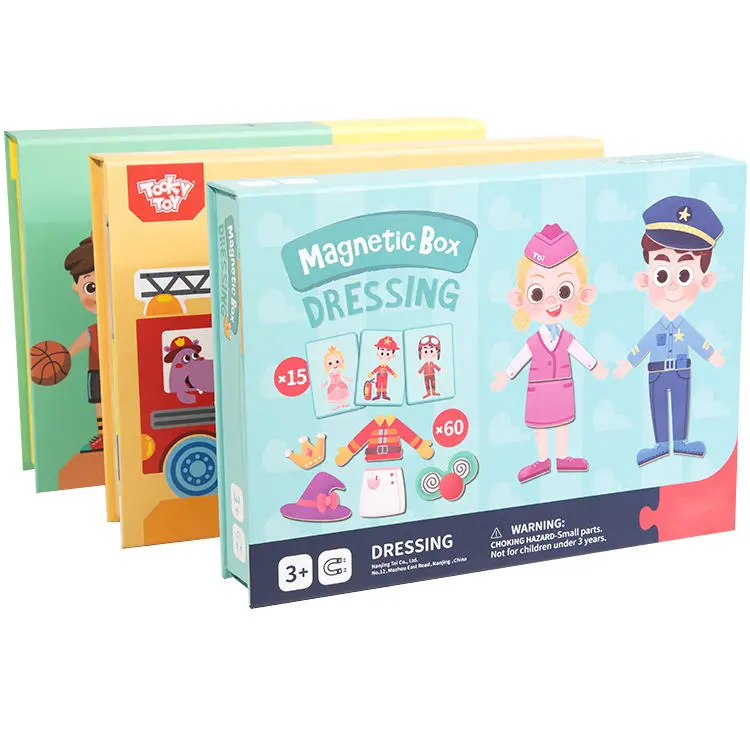 Magnetic Jigsaw Puzzle Cartoon Traffic/Dress Up/Figure Clothes Change Games Interactive Books Educational Toys for Kids Children